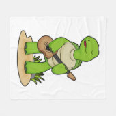 タートルミュージシャンギター音楽 フリースブランケット (正面(横))