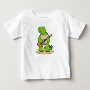 タートルミュージシャンギター音楽 ベビーTシャツ