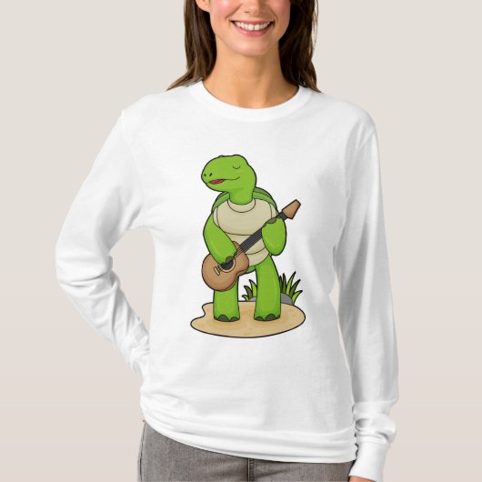 タートルミュージシャンギター音楽 Tシャツ (正面)