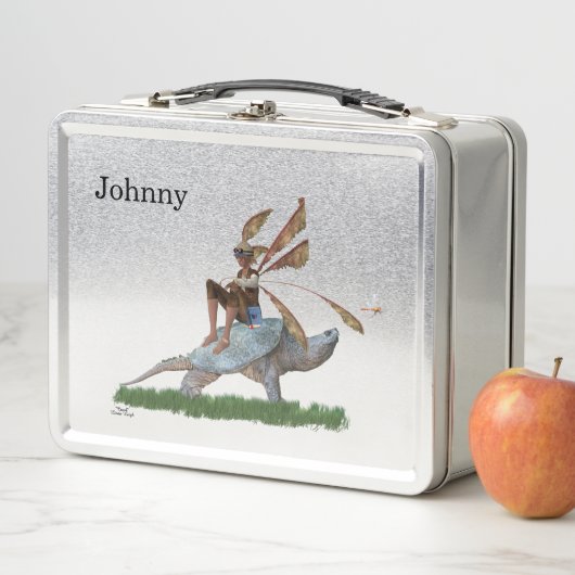 タートルメタル弁当箱に乗る男の子の妖精 メタルランチボックス (インサイチュ)