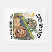 タートルライオおもしろいン フリースブランケット (正面(横))