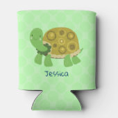 タートルライトグリーンパーソナライズされた名 缶クーラー (裏面)