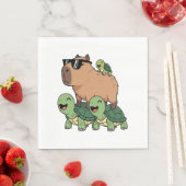 タートルライドカピバラおもしろいカピバラ スタンダードランチョンナプキン (インサイチュ)