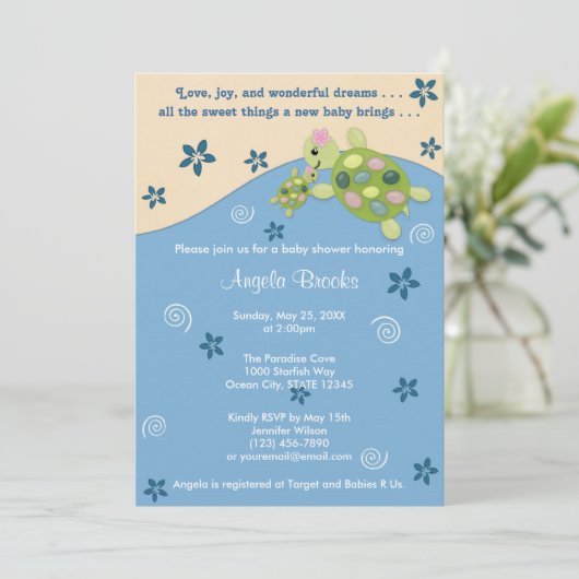 タートルリーフベイビーシャワー招待状TRCピンクガール 招待状 (スタンド正面)