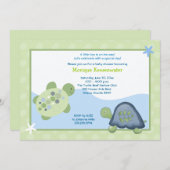 タートルリーフベビーシャワー招待状 – ライトグリーン 招待状 (正面/裏面)