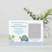 タートルリーフボーイズ誕生日カメ写真 招待状 (スタンド正面)