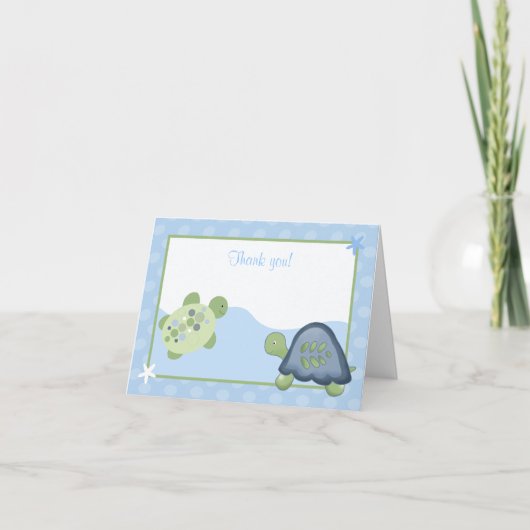 タートルリーフ(ライトブルー)折り畳みサンキューカード サンキューカード (正面)