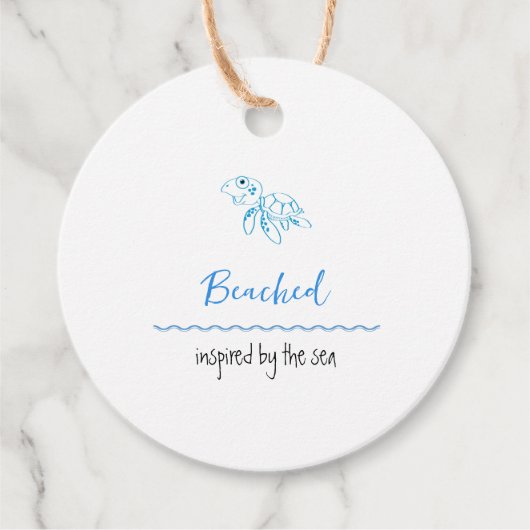タートルロゴビーチテーマブルー文字価格つるラベル フェイバータグ (正面)