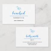 タートルロゴビーチテーマホワイトビジネスカード 名刺 (正面/裏面)