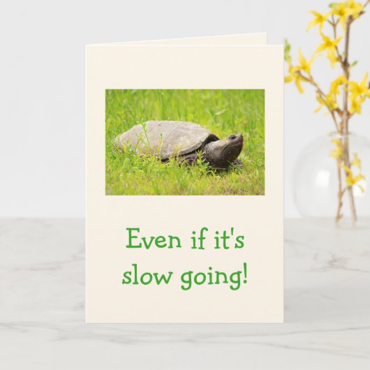 タートル勇気付けられる カード (黄色い花)
