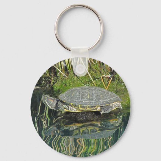 タートル恋人の水反射自然野生生物 キーホルダー (正面)