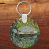 タートル恋人の水反射自然野生生物 キーホルダー (正面)