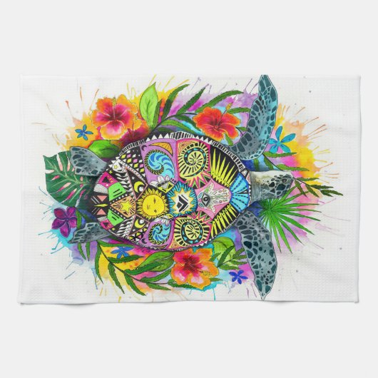 タートル恋人スピリチュアルカメ キッチンタオル (横)