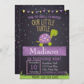 タートル誕生日招待状(紫) 招待状 (正面/裏面)
