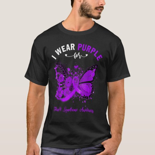 ターナー症候群の啓発のために紫色を身に着ける蝶 Tシャツ (正面)
