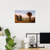 ターナー – イタリアン橋と塔のある風景 ポスター (ホームオフィス)