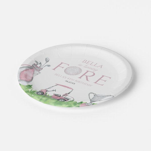 ターニングフォーピンクゴルフ4th誕生日パーティー ペーパープレート (アングル)