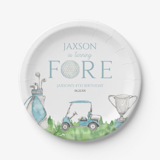 ターニングフロントブルーゴルフ4th誕生日パーティー ペーパープレート (正面)