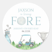 ターニングフロントブルーゴルフ4th誕生日パーティー ラウンドシール (正面)