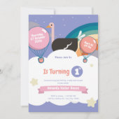 ターニングワン誕生日招待状 – かわいい虹 招待状 (正面)