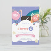 ターニングワン誕生日招待状 – かわいい虹 招待状 (スタンド正面)