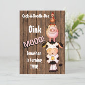 ターニング2かわいい動物オンバーンウッド誕生日 招待状 (スタンド正面)