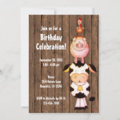 ターニング2かわいい動物オンバーンウッド誕生日 招待状 (裏面)