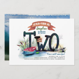 ターニング2魚釣りをテーマにした男の子誕生日 招待状