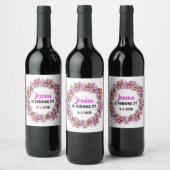 ターニング21ピンク、紫、青の誕生日 ワインラベル (ボトル)