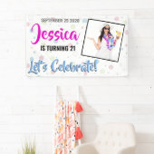 ターニング21ピンク、青、紫の誕生日バナー 横断幕 (インサイチュ)