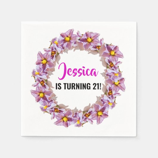 ターニング21熱帯ピンク、紫、青のカクテル スタンダードカクテルナプキン (正面)