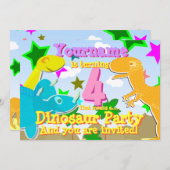ターニング4カートゥーンディノスバースデーパーティ招待状 招待状 (正面/裏面)