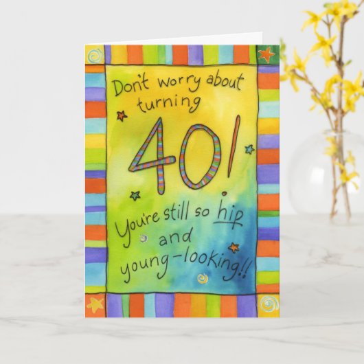 ターニング40 カード (黄色い花)