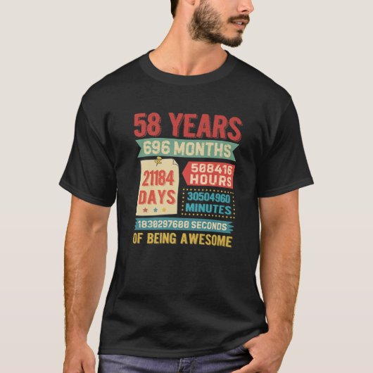 ターニング58歳58誕生日装飾Bda Tシャツ (正面)