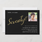 ターニング70ブラック金ゴールド70th誕生日写真 招待状 (正面)