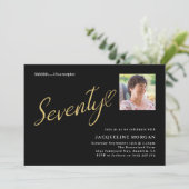 ターニング70ブラック金ゴールド70th誕生日写真 招待状 (スタンド正面)