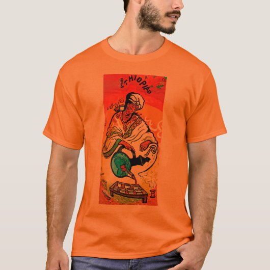 ターバンの注ぐ茶のエチオピアの人 Tシャツ (正面)