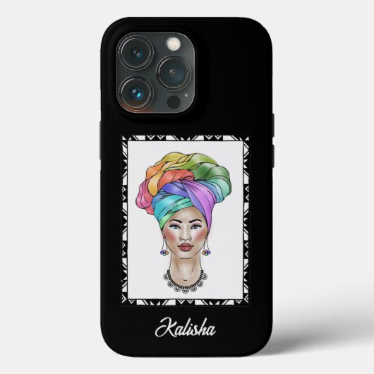 ターバンの黒いカラフル女 Case-Mate iPhoneケース (裏面)