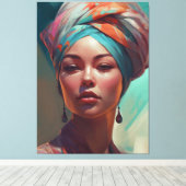 ターバンを着た美人 キャンバスプリント (インサイチュ (ウッドフロア))