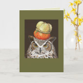 ターバン素晴らしスカッシュカード付き角フクロウ カード (黄色い花)