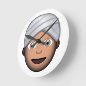 ターバンEmojiを持つ人 ラウンド壁時計 (傾斜)