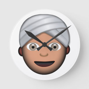 ターバンEmojiを持つ人 ラウンド壁時計