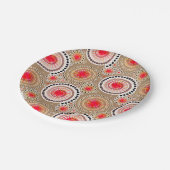 ターバーストとピンホイール、トープ、赤、白 ペーパープレート (アングル)