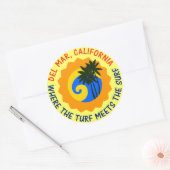 ターフがサーフに出会うカリフォルニアのデル・マー ラウンドシール (封筒)