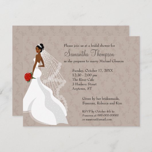 ターペブラ気のあるそぶりをしたイダルシャワーの招待 招待状 (正面/裏面)