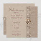 ターペボエレガントウ&ハート宝石ベビーシャワー 招待状 (正面/裏面)