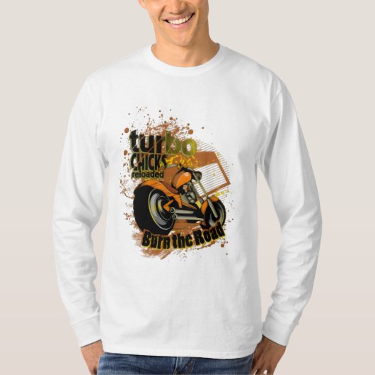 ターボチックスが道路を焼く Tシャツ (正面)