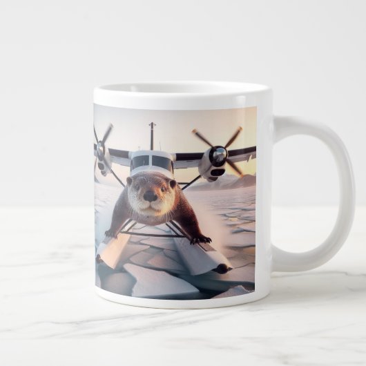 ターボプロップツインエンジンフロート飛行機ブッシュカナダ ジャンボコーヒーマグカップ (右)