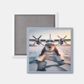 ターボプロップツインエンジンフロート飛行機ブッシュカナダ マグネット (正面/裏面)