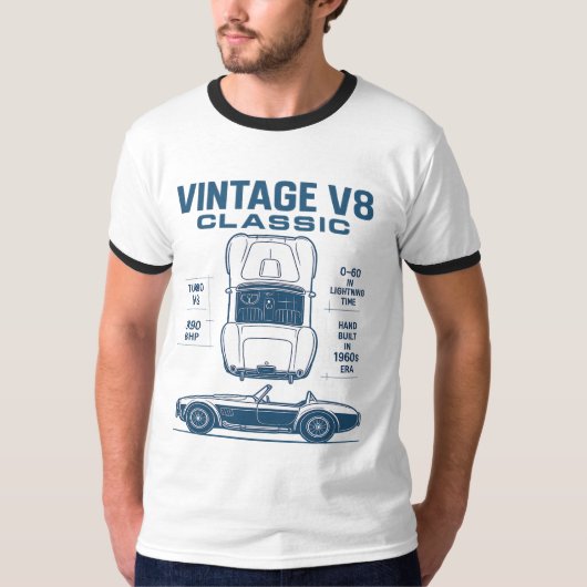 ターボレガシー:ヴィンテージV8クラシック Tシャツ (正面)